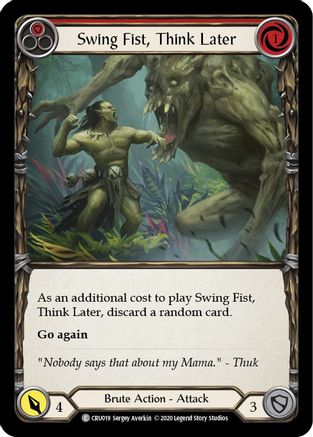 Swing Fist, Think Later (Red) (CRU019) - Crucible of War 1st Edition Rainbow Foil