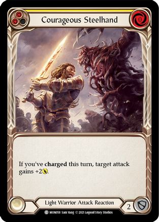 Courageous Steelhand (Yellow) (MON058) - Monarch Unlimited Edition Rainbow Foil