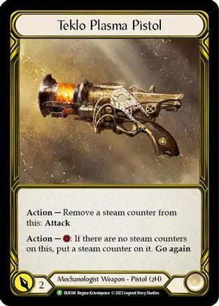 Teklo Plasma Pistol (Golden) - FAB144 (FAB144) - Flesh and Blood: Promo Cards Cold Foil