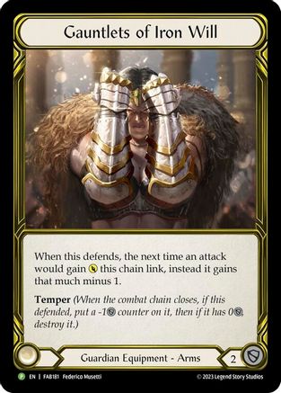 Gauntlets of Iron Will (Golden) - FAB181 (FAB181) - Flesh and Blood: Promo Cards Cold Foil
