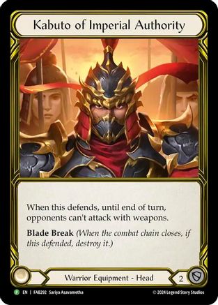 Kabuto of Imperial Authority (Golden) - FAB292 (FAB292) - Flesh and Blood: Promo Cards Cold Foil