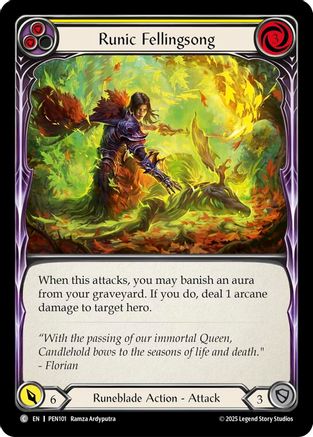 Runic Fellingsong (Yellow) (PEN101) - Compendium of Rathe Rainbow Foil