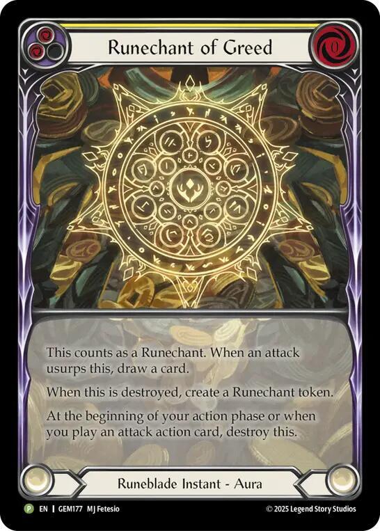 Runechant of Greed (Yellow) Rainbow Foil Promo
