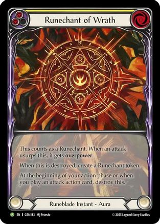 Runechant of Wrath (Yellow) (GEM183) - Gem Pack 5 Rainbow Foil