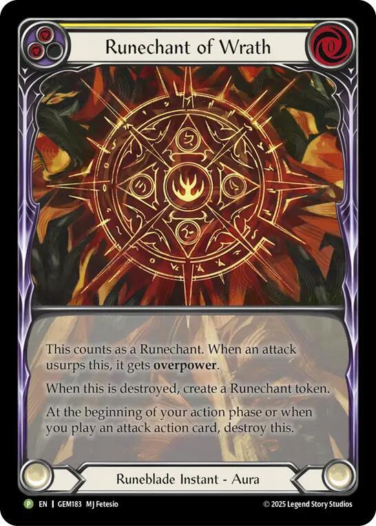 Runechant of Wrath (Yellow) Rainbow Foil Promo