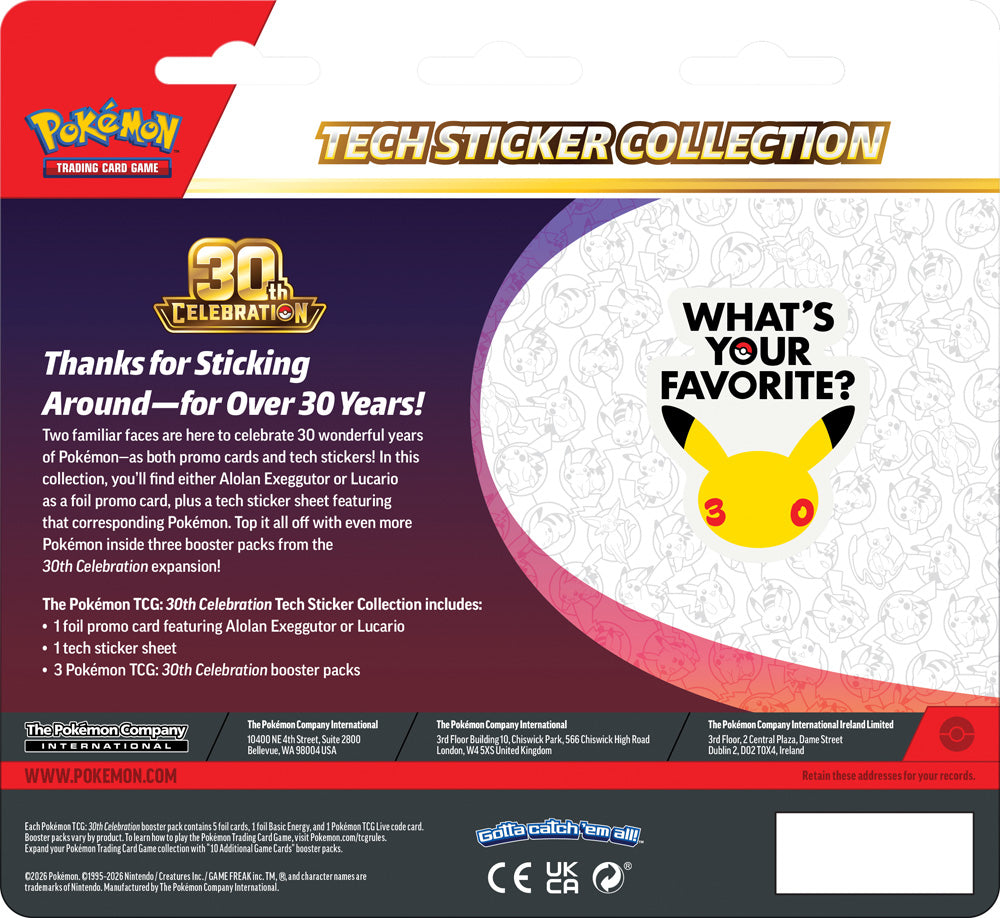 Pokémon TCG: 30th Celebration Tech Sticker Collection (PREORDER)