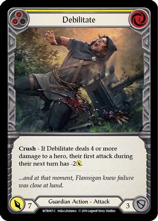 Debilitate (Yellow) (WTR067) - Welcome to Rathe 1st Edition Rainbow Foil