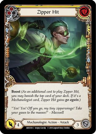 Zipper Hit (Yellow) (ARC030) - Arcane Rising 1st Edition Rainbow Foil