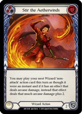 Stir the Aetherwinds (Yellow) (ARC130) - Arcane Rising Unlimited Edition Rainbow Foil