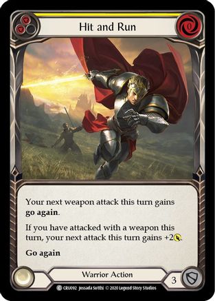 Hit and Run (Yellow) (CRU092) - Crucible of War 1st Edition Rainbow Foil