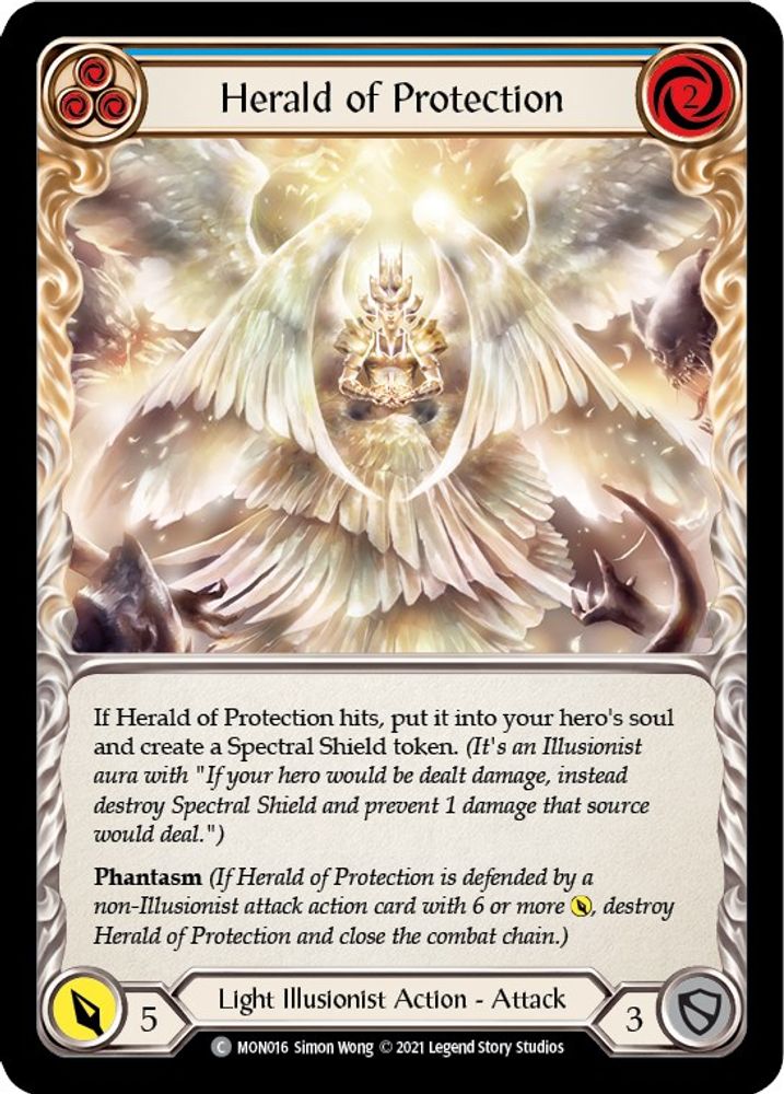 Herald of Protection (Blue) (MON016)  1st Edition Rainbow Foil