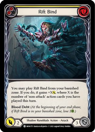 Rift Bind (Yellow) (MON175) - Monarch 1st Edition Rainbow Foil