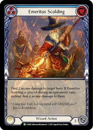 Emeritus Scolding (Blue) (Extended Art) - LGS092 (LGS092) - Flesh and Blood: Promo Cards Rainbow Foil