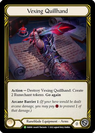 Vexing Quillhand (Golden) - FAB080 (FAB080) - Flesh and Blood: Promo Cards Cold Foil