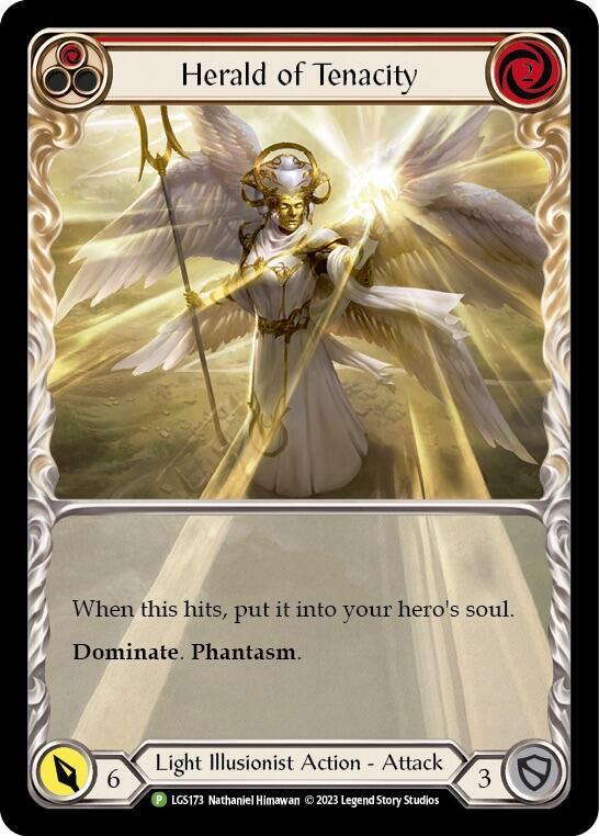 Herald of Tenacity (Red) Rainbow Foil Promo