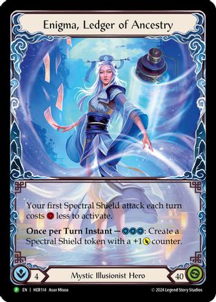 Enigma, Ledger of Ancestry - HER114 (HER114) - Flesh and Blood: Promo Cards Rainbow Foil