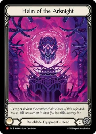 Helm of the Arknight (AVS003) - Armory Deck: Legends Viserai Cold Foil