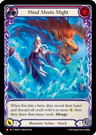 Mind Meets Might (Red) (Extended Art) (PEN128) - Compendium of Rathe Rainbow Foil