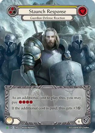 Staunch Response (Yellow) (Marvel) - TNP020 (TNP019) - Flesh and Blood: Promo Cards Rainbow Foil