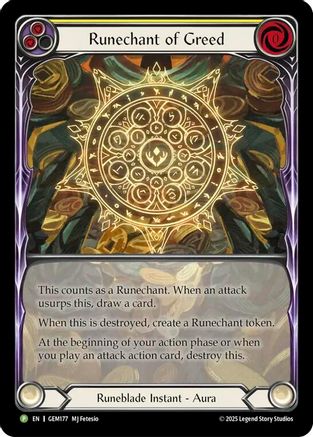 Runechant of Greed (Yellow) (GEM177) - Gem Pack 5 Rainbow Foil