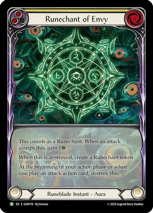 Runechant of Envy (Yellow) (GEM178) - Gem Pack 5 Rainbow Foil