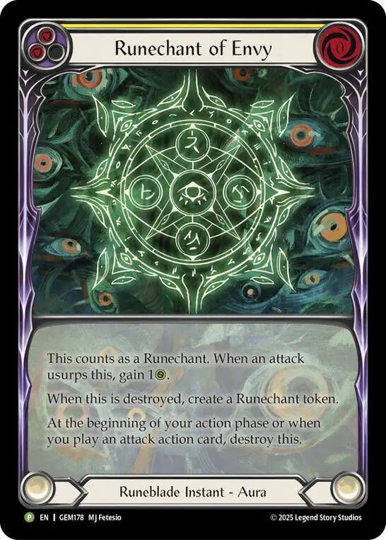 Runechant of Envy (Yellow) Rainbow Foil Promo