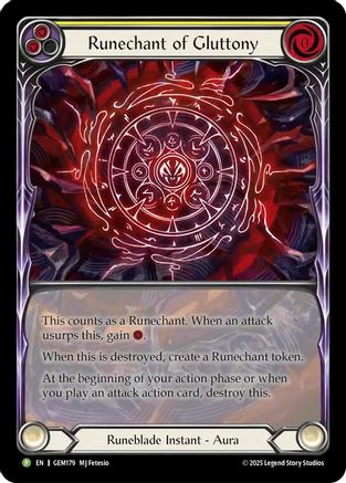 Runechant of Gluttony (Yellow) (GEM179) - Gem Pack 5 Rainbow Foil