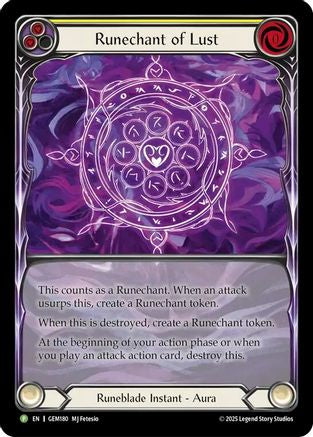Runechant of Lust (Yellow) (GEM180) - Gem Pack 5 Rainbow Foil