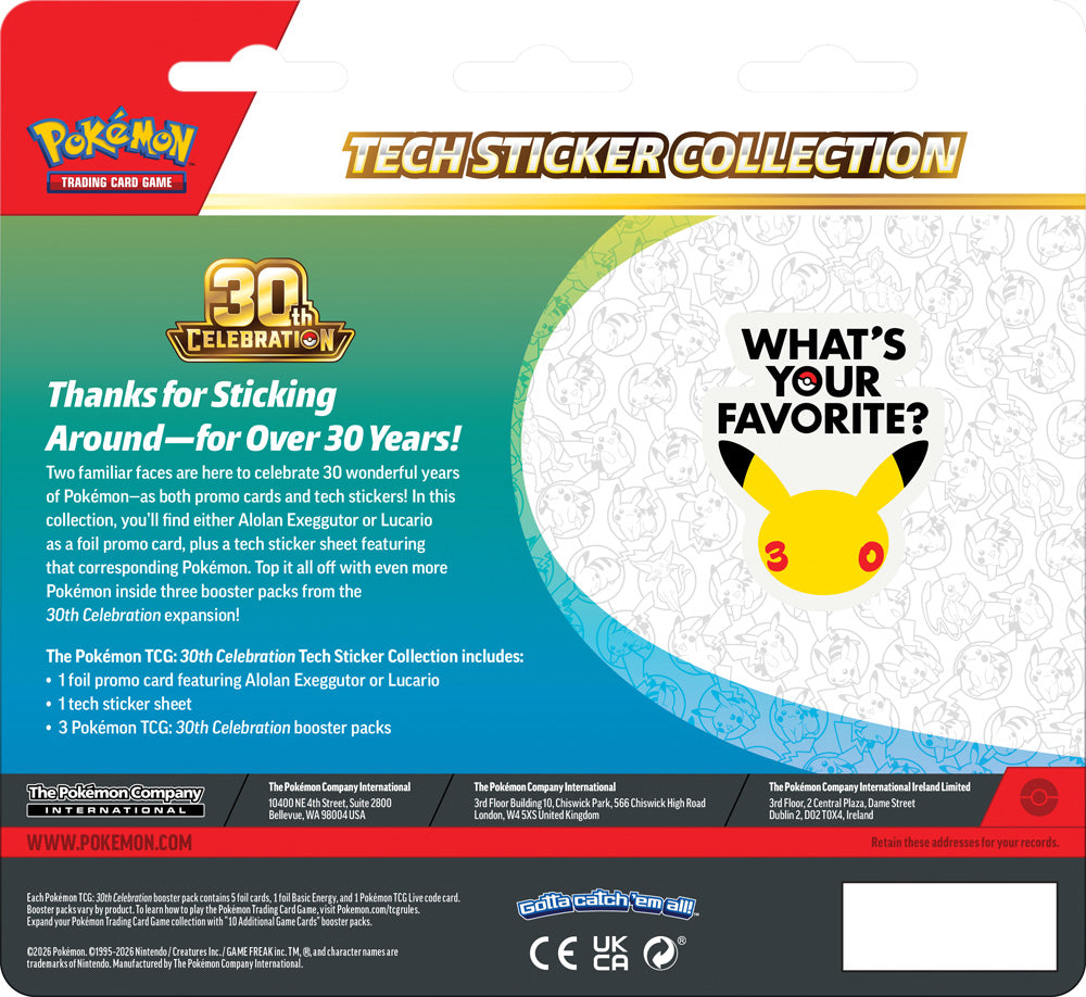 Pokémon TCG: 30th Celebration Tech Sticker Collection (PREORDER)
